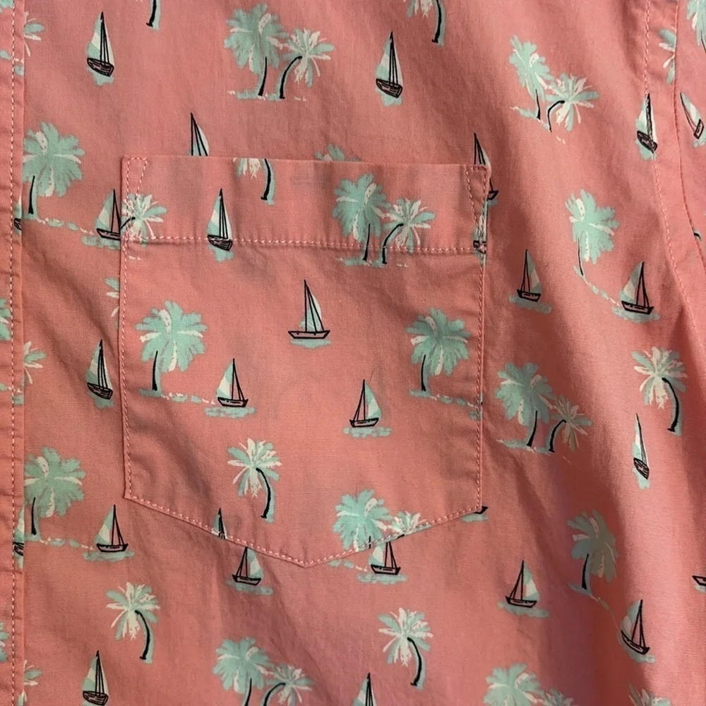 Hawker Rye Men's Pink Nautical Print short sleeve button down Shirt. Size M - Picture 2 of 9